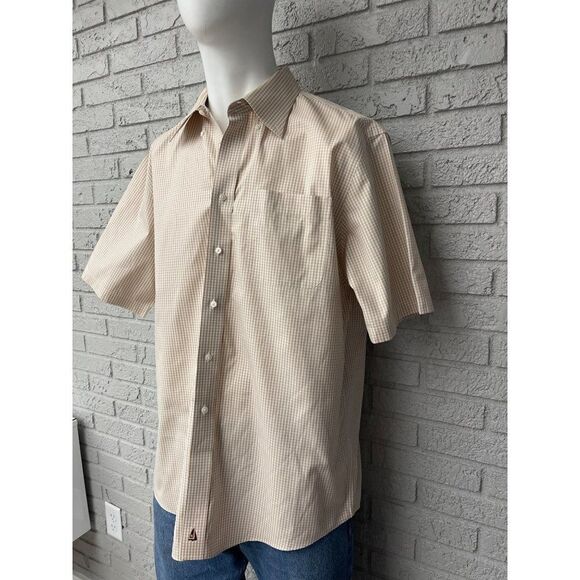 Nordstrom Smartcare Wrinkle-Free Short Sleeve Checkered Shirt Size 16 1/2 NWOT - Picture 5 of 9